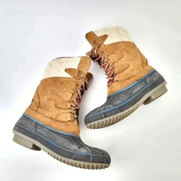 Khombu Cozy Crochet Knit Tall Duck Boots - 6.5 - Picture 3 of 9